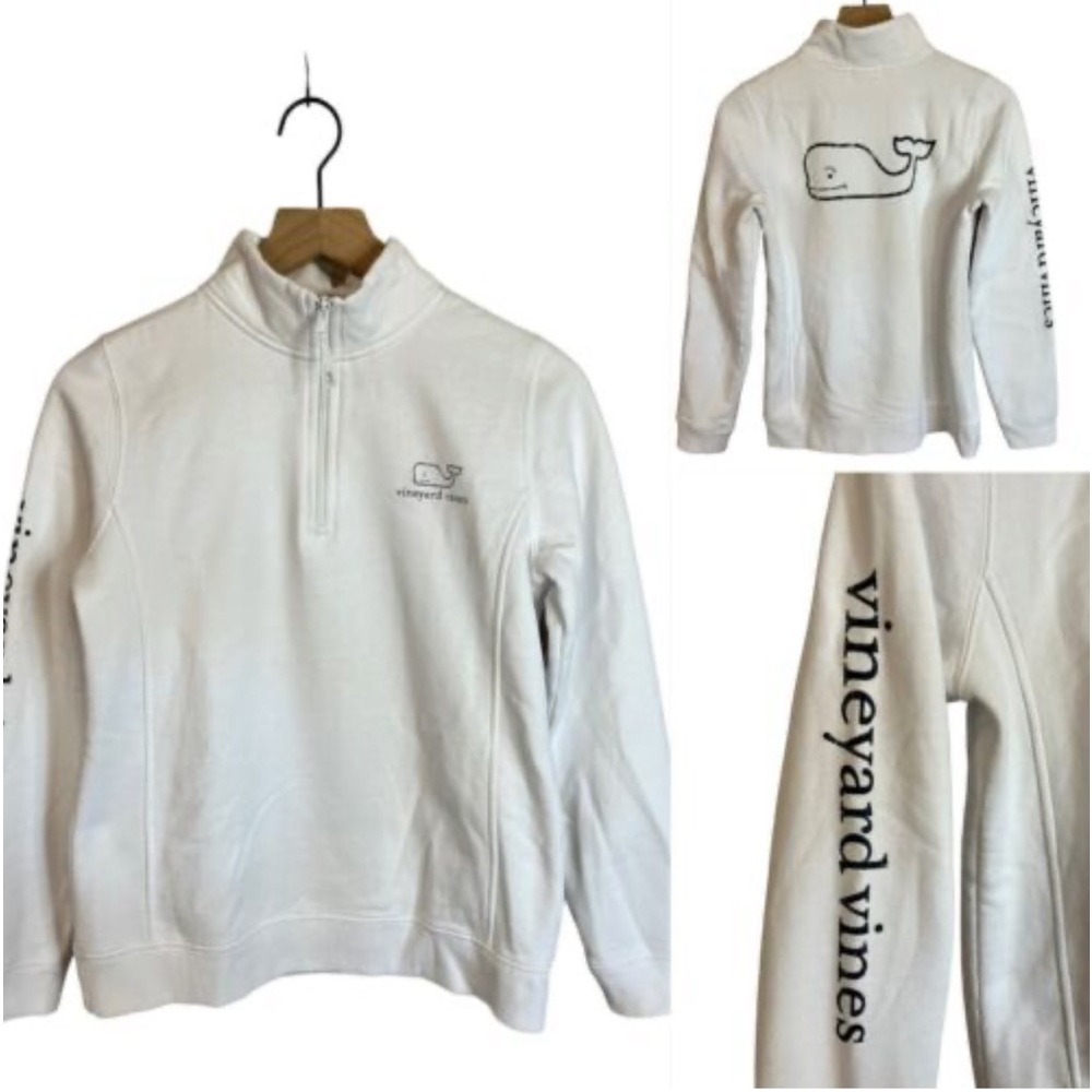 Vineyard Vines Quarter Zip Vintage White Pullover. Size S (952)